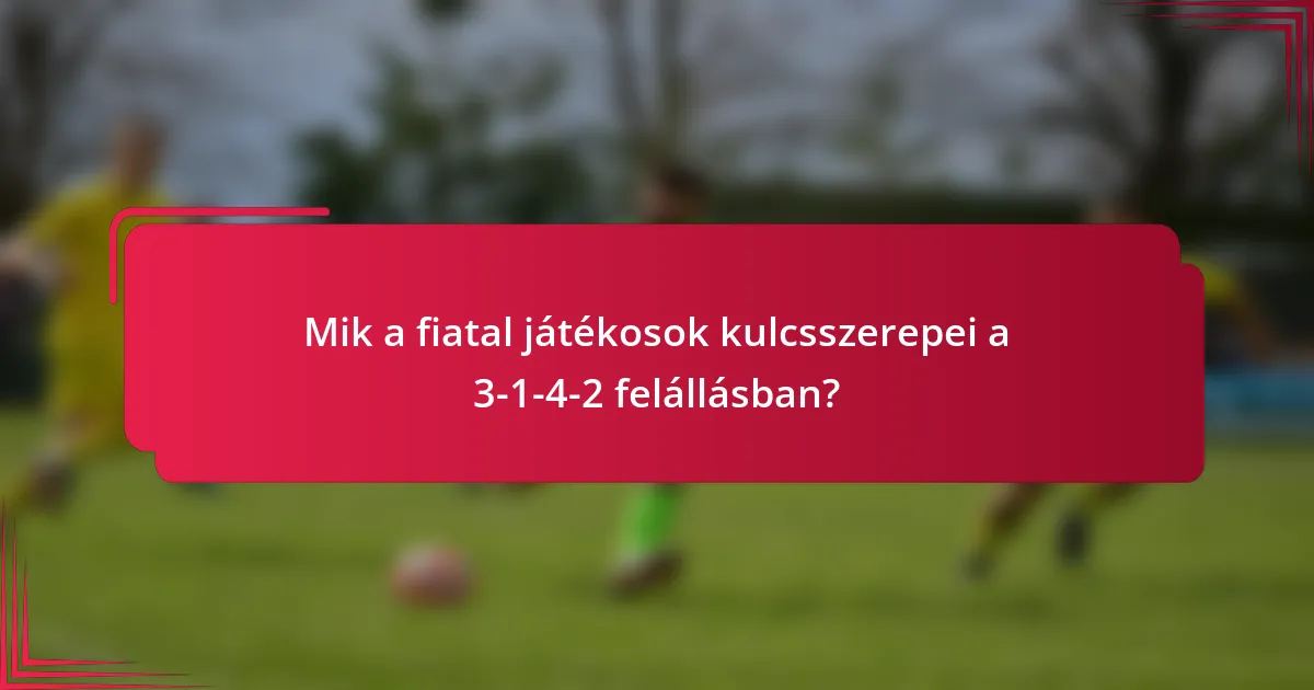Mik a fiatal játékosok kulcsszerepei a 3-1-4-2 felállásban?