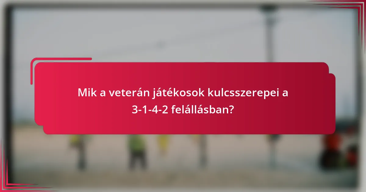 Mik a veterán játékosok kulcsszerepei a 3-1-4-2 felállásban?