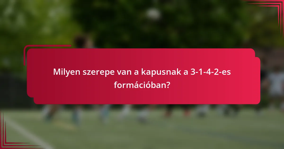 Milyen szerepe van a kapusnak a 3-1-4-2-es formációban?
